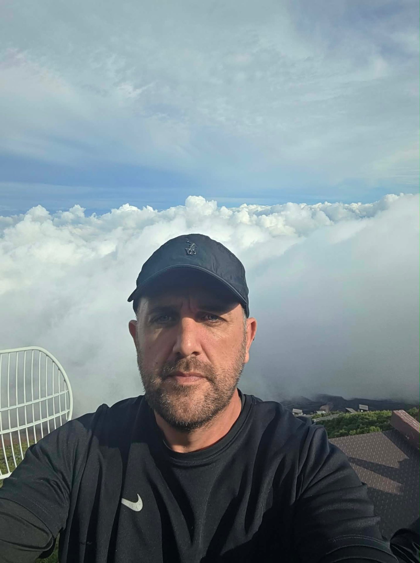 Danny Tolhurst above the clouds on Mount Fuji.