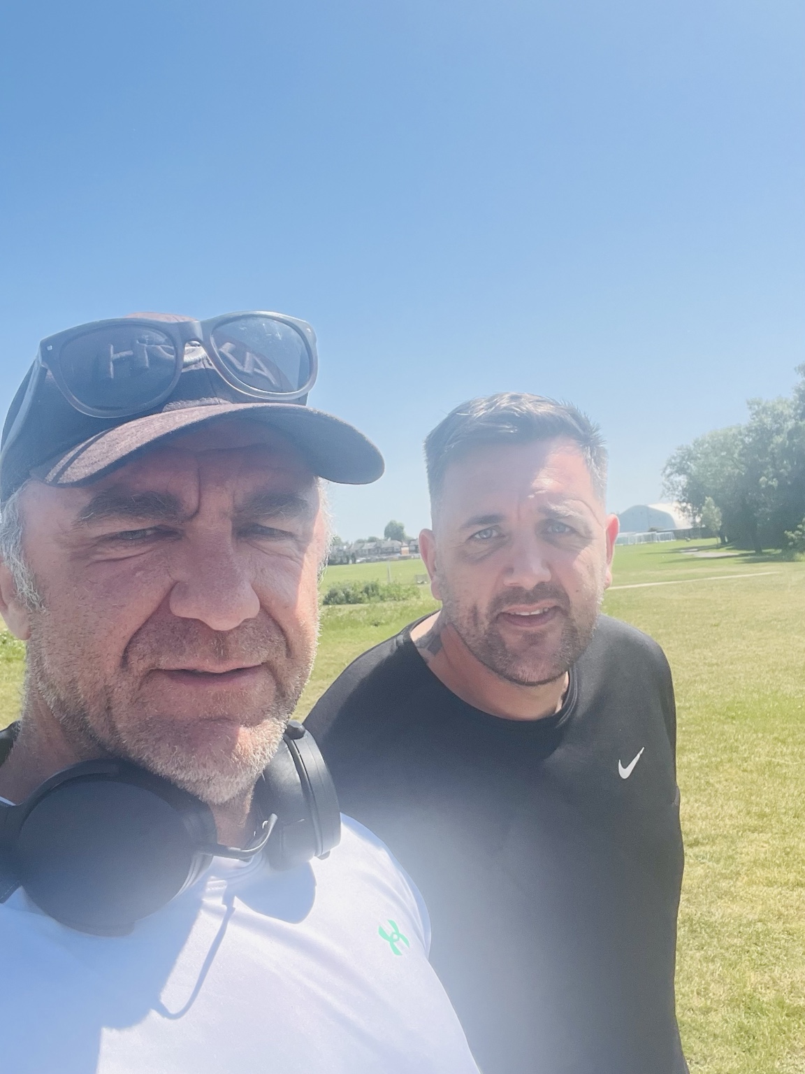 Two Sidekick community members on a walk together.